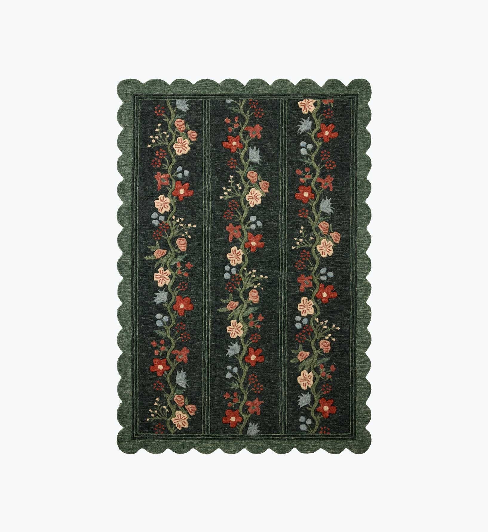 Cloverpaperco™ - Thistle Wool Hooked Rug - Forest