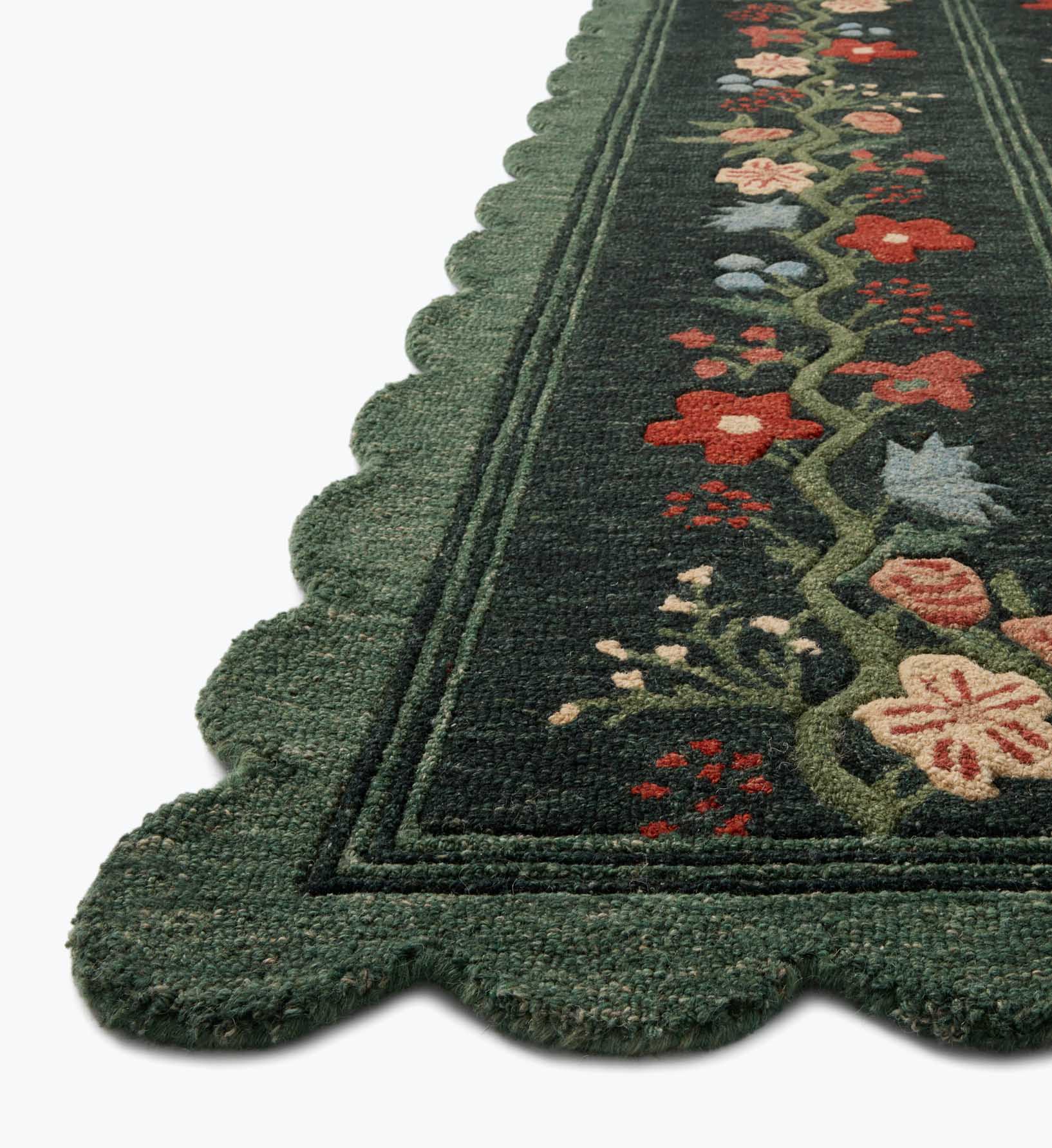 Cloverpaperco™ - Thistle Wool Hooked Rug - Forest