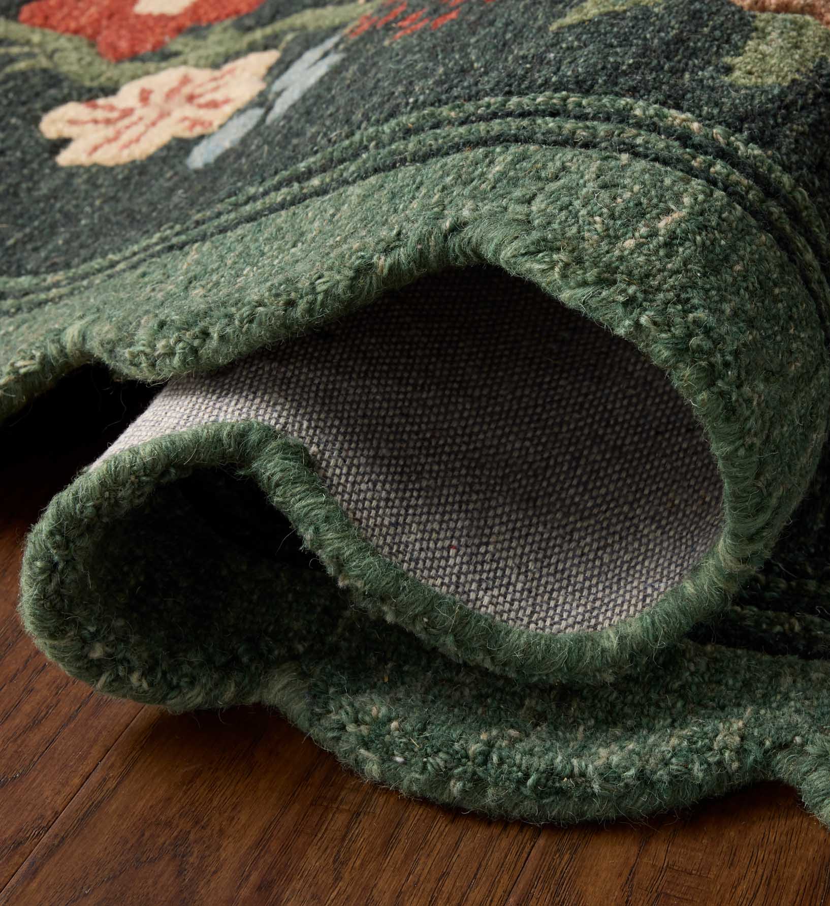 Cloverpaperco™ - Thistle Wool Hooked Rug - Forest