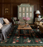 Cloverpaperco™ - Thistle Wool Hooked Rug - Forest