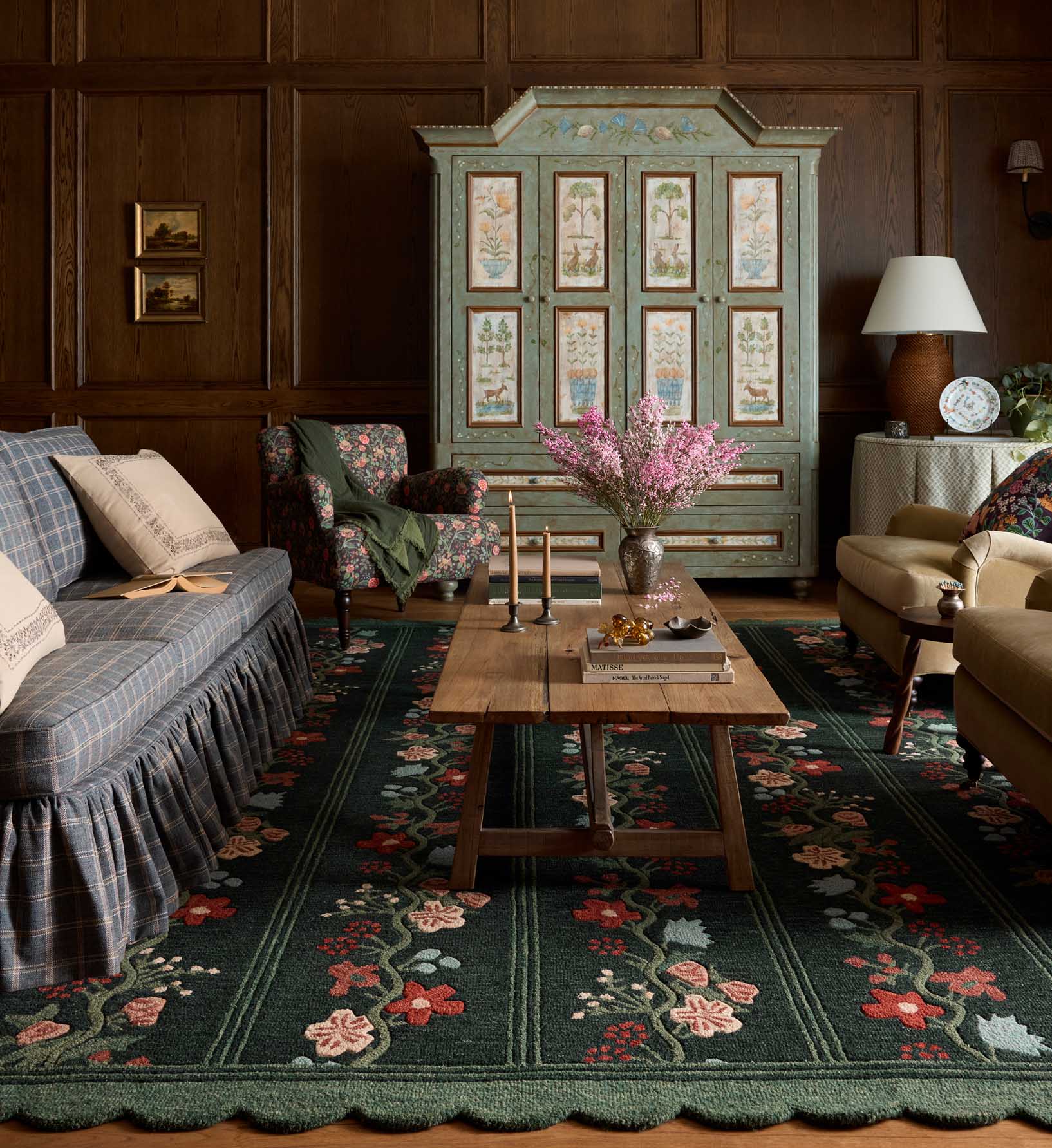 Cloverpaperco™ - Thistle Wool Hooked Rug - Forest