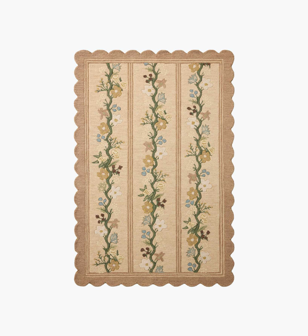 Cloverpaperco™ - Thistle Wool Hooked Rug - Neutral