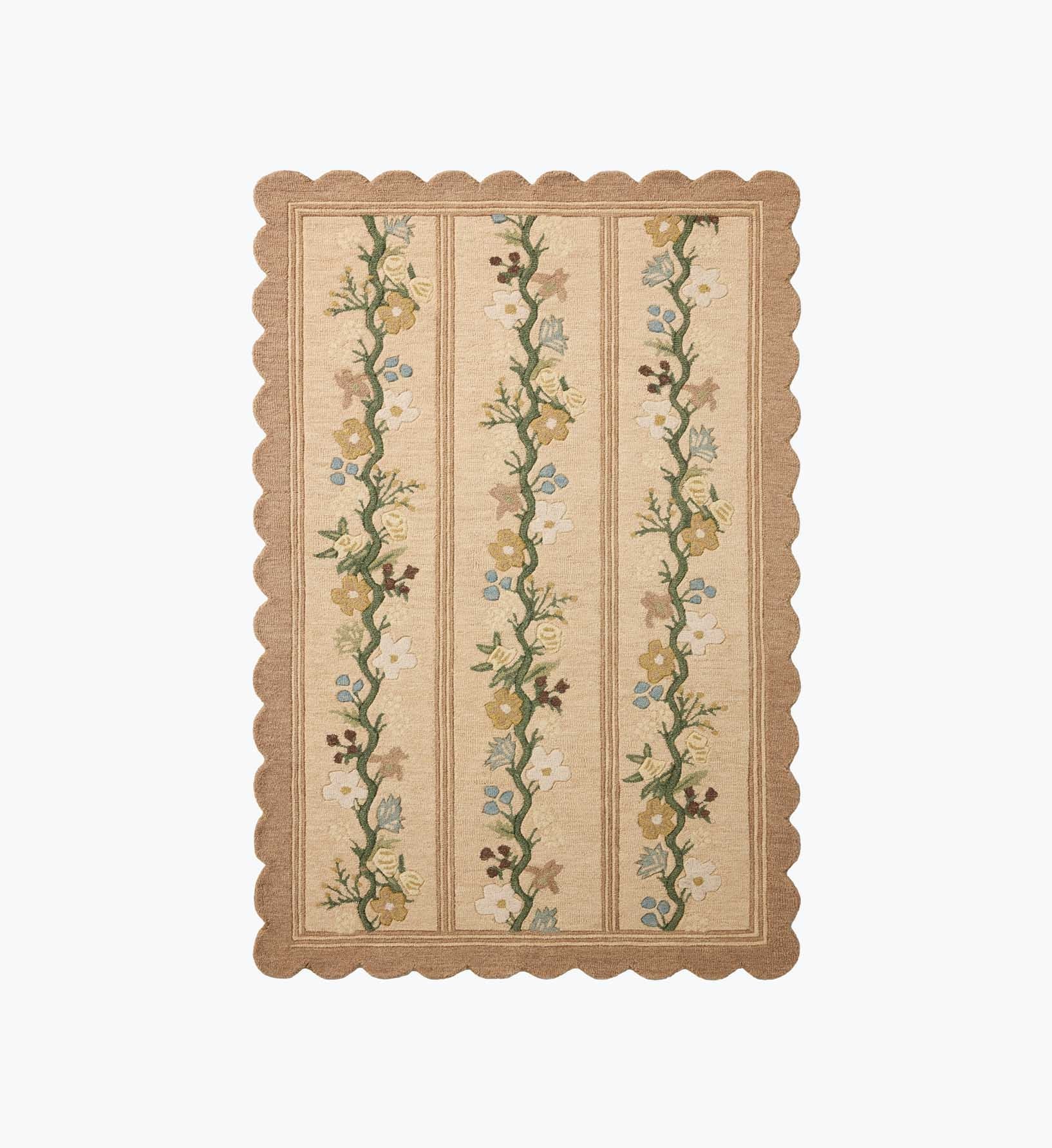 Cloverpaperco™ - Thistle Wool Hooked Rug - Neutral