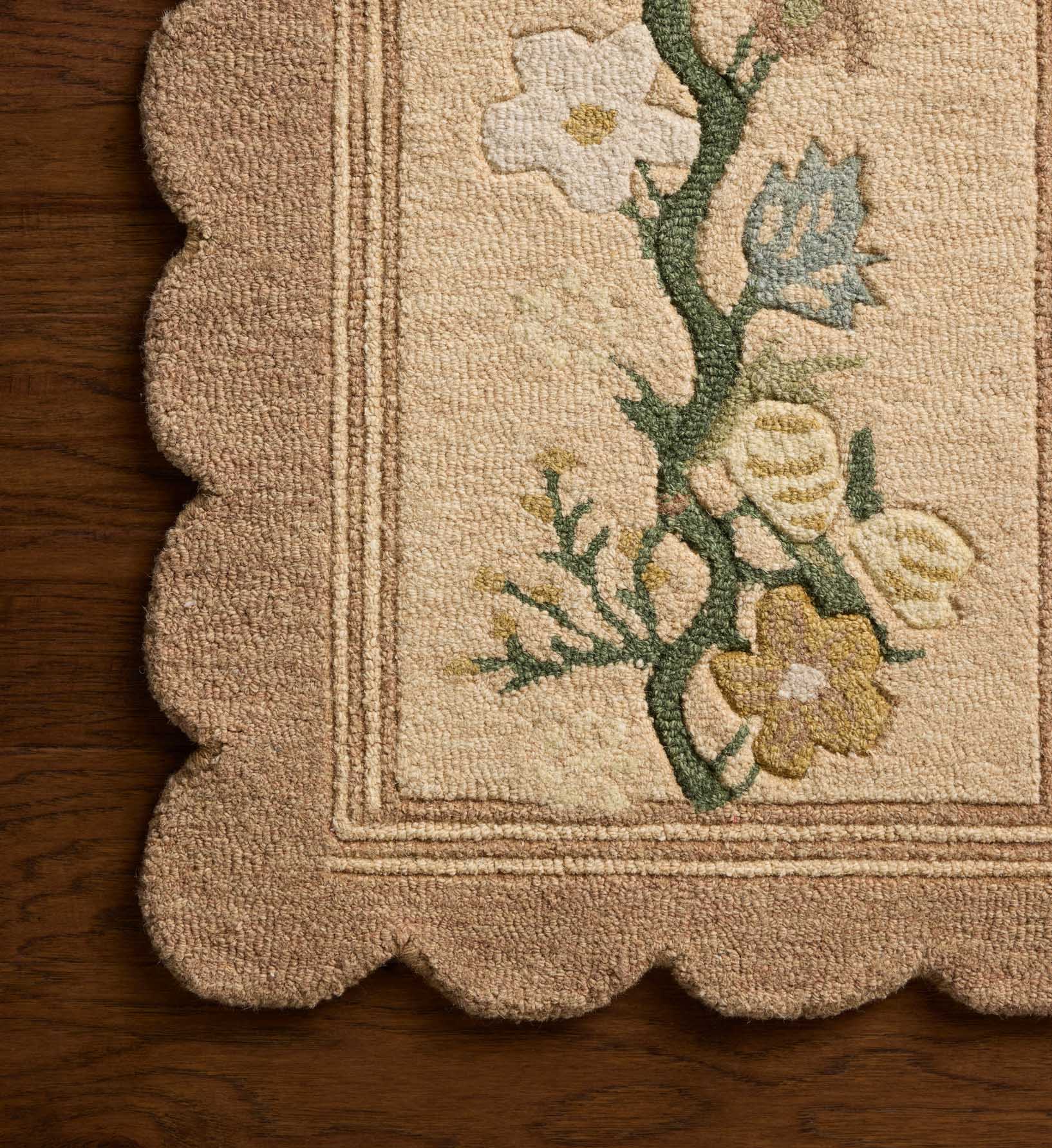 Cloverpaperco™ - Thistle Wool Hooked Rug - Neutral