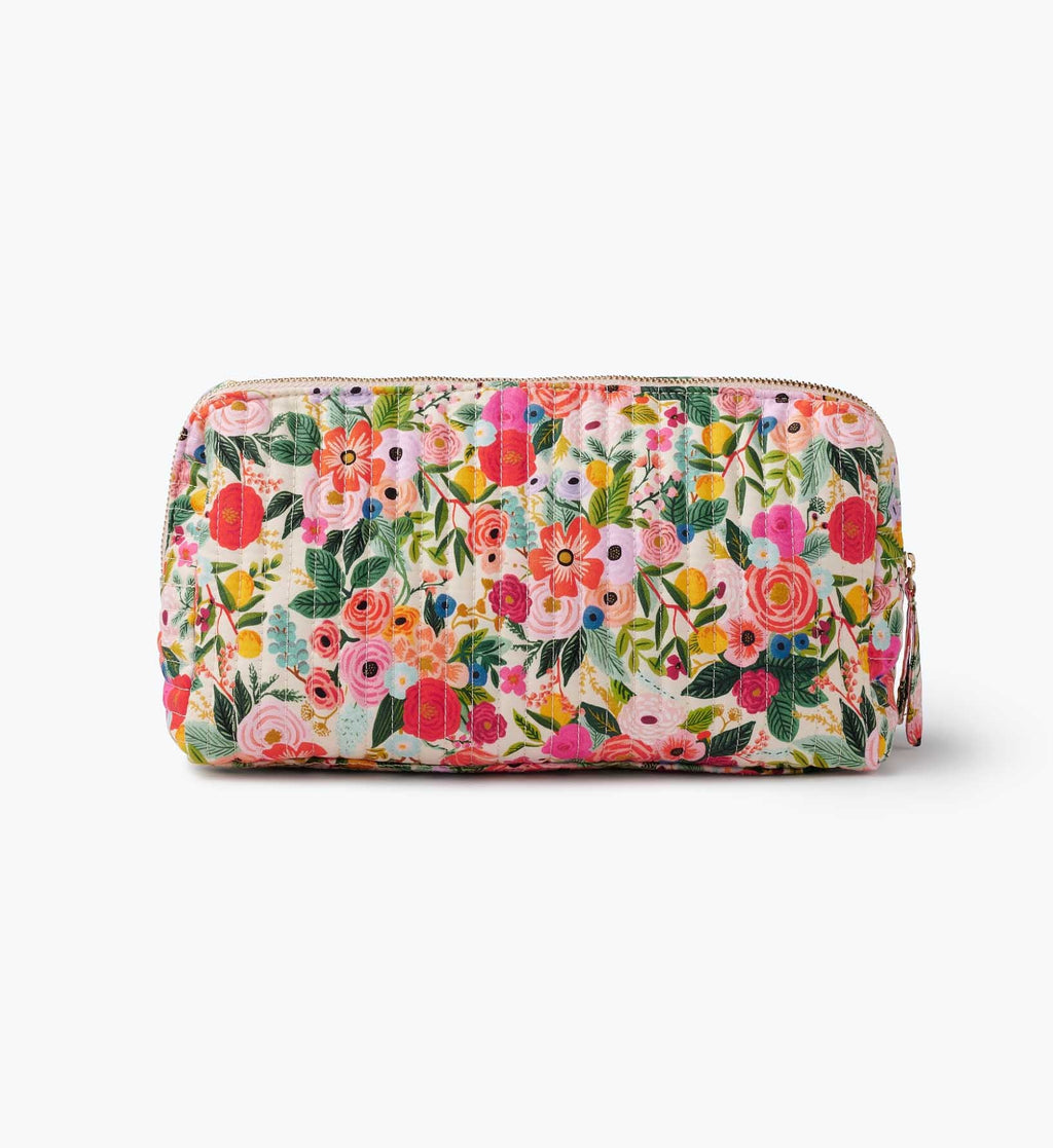 Cloverpaperco™ - Quilted Large Cosmetic Pouch - Garden Party