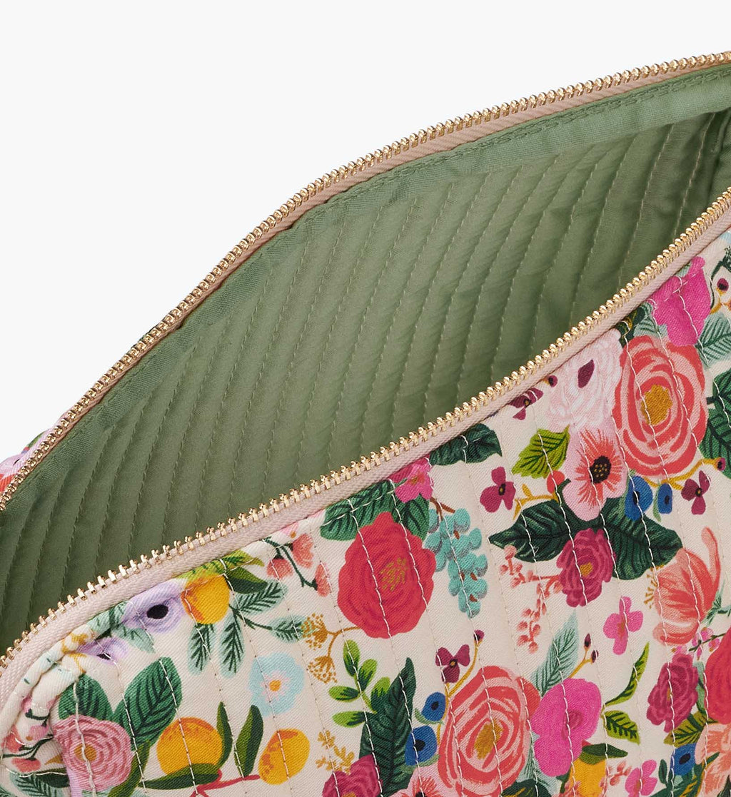 Cloverpaperco™ - Quilted Large Cosmetic Pouch - Garden Party