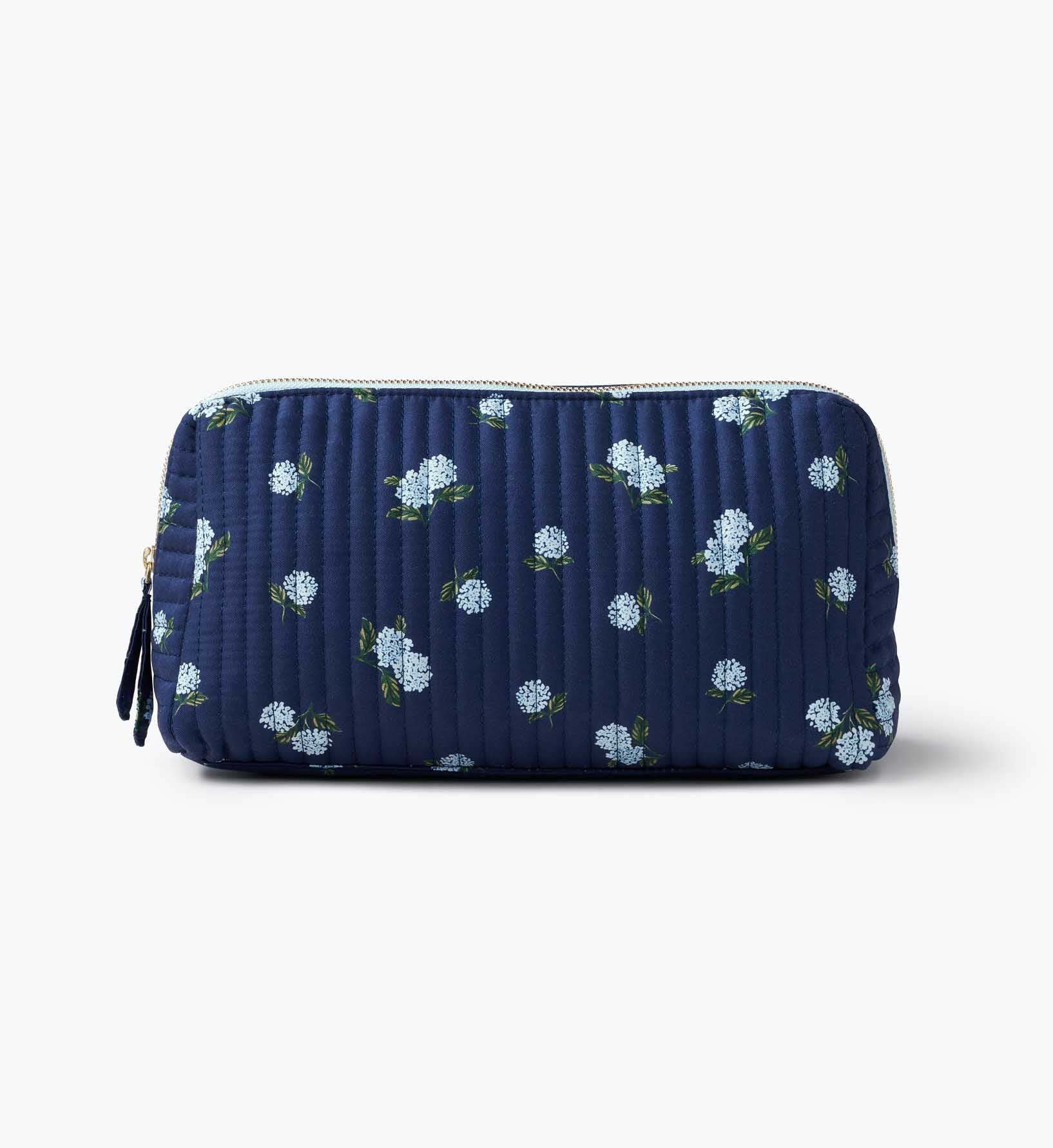 Cloverpaperco™ - Quilted Large Cosmetic Pouch - Ditsy Hydrangea