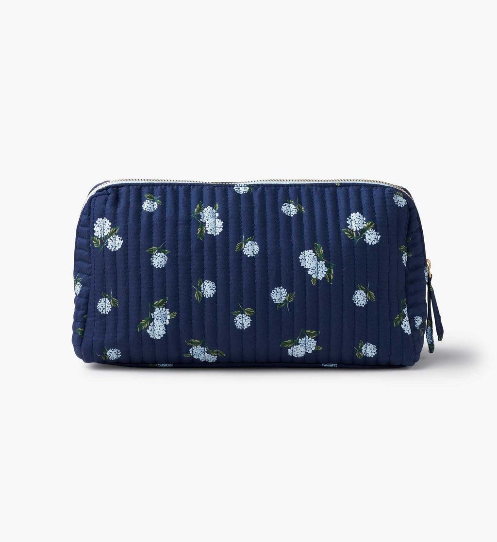Cloverpaperco™ - Quilted Large Cosmetic Pouch - Ditsy Hydrangea