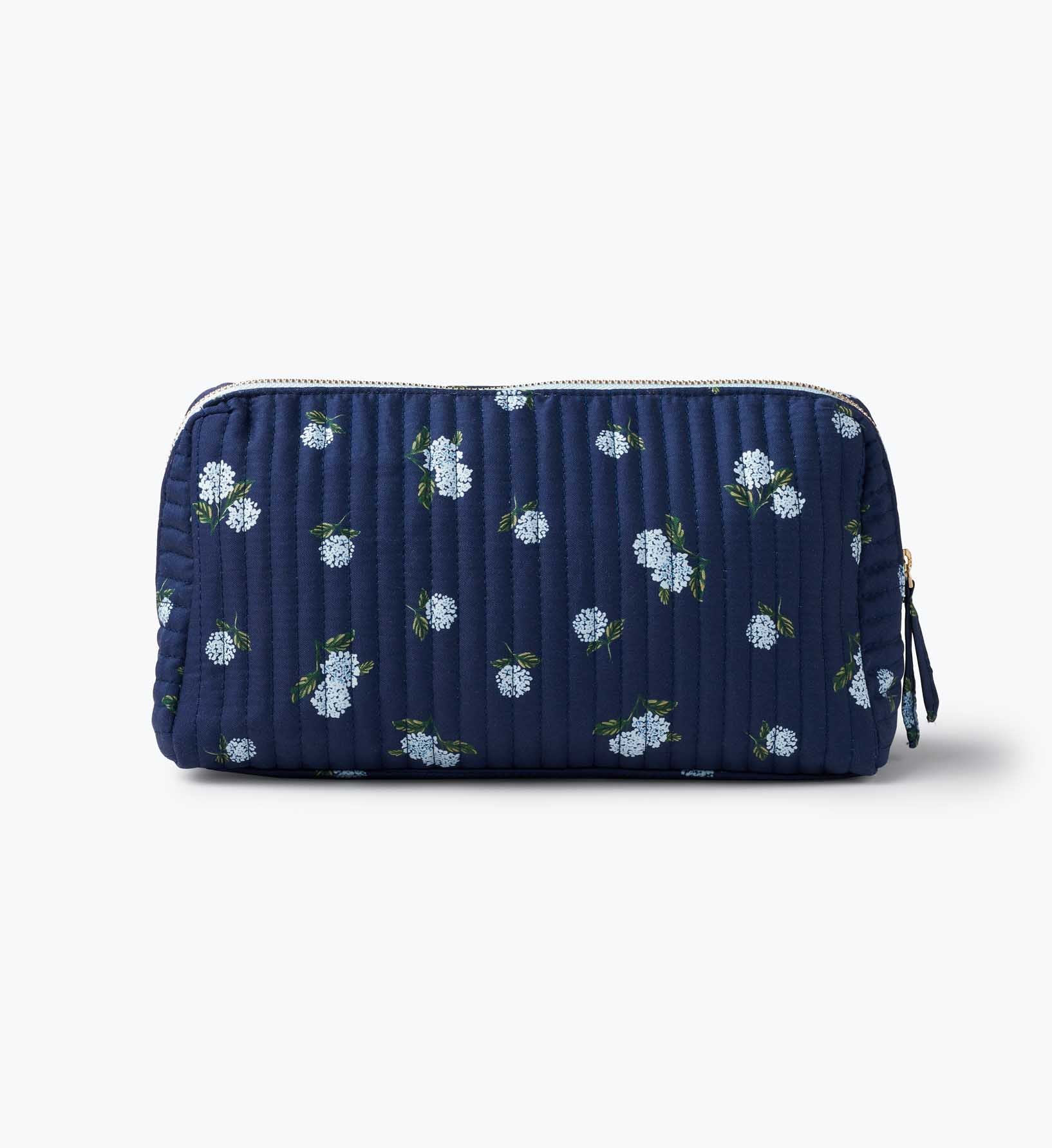 Cloverpaperco™ - Quilted Large Cosmetic Pouch - Ditsy Hydrangea