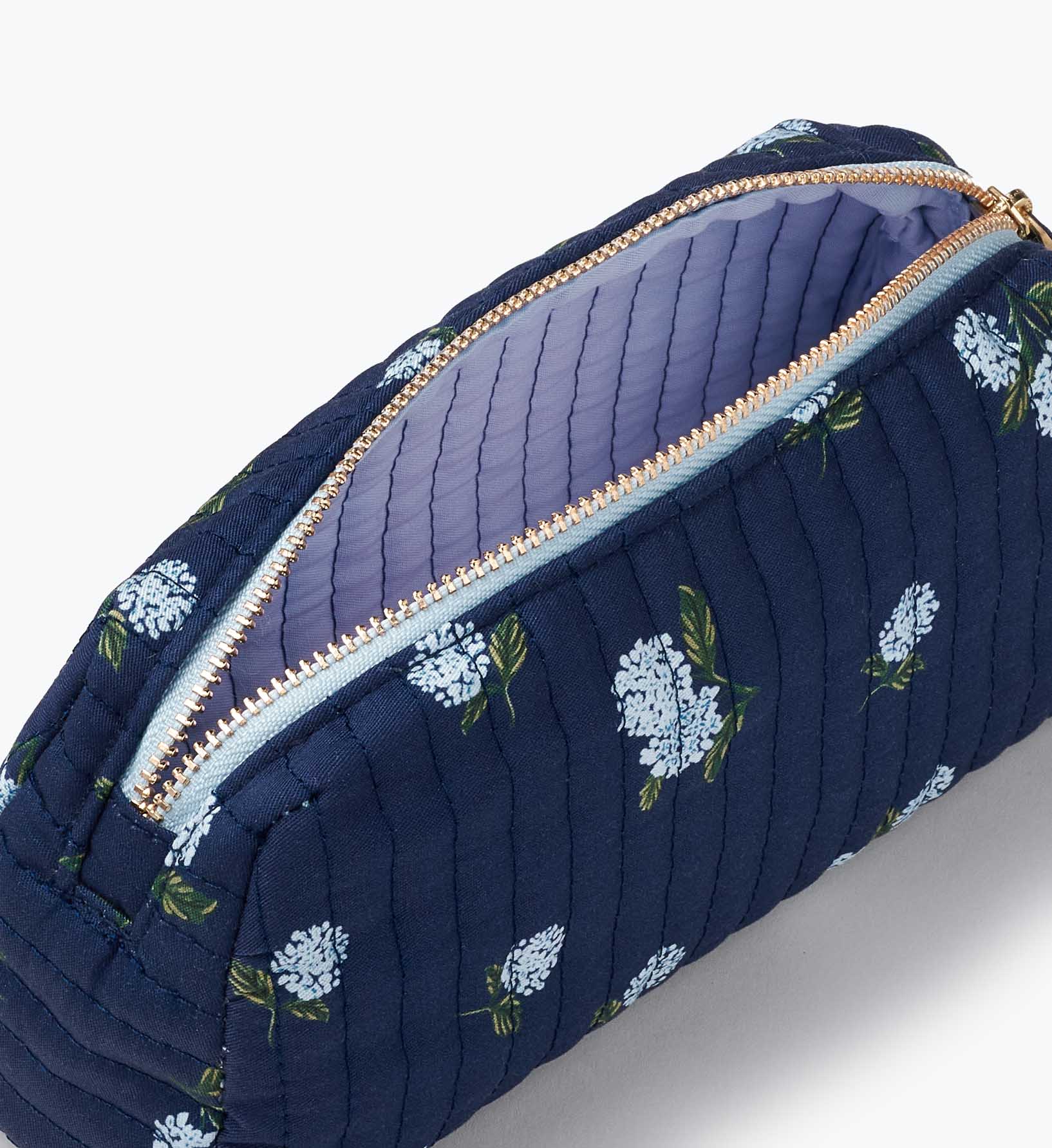 Cloverpaperco™ - Quilted Small Cosmetic Pouch - Ditsy Hydrangea
