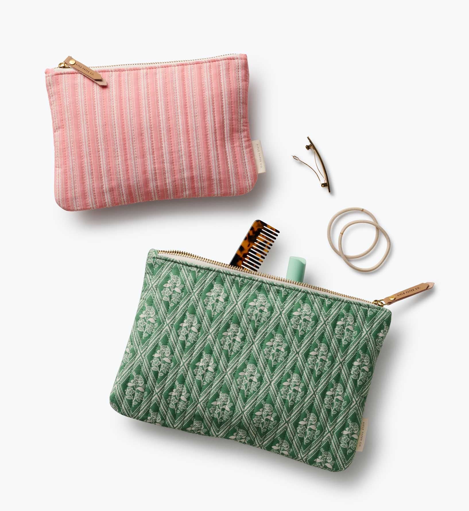 Cloverpaperco™ - Quilted Pouch Set - Rose Study