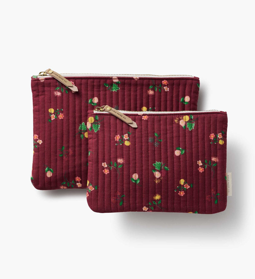 Cloverpaperco™ - Quilted Pouch Set - Ditsy Dahlia
