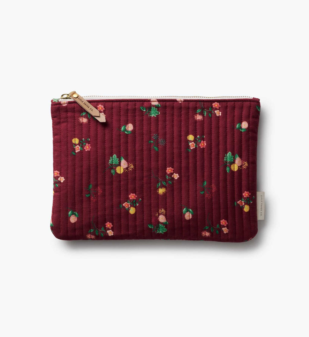 Cloverpaperco™ - Quilted Pouch Set - Ditsy Dahlia
