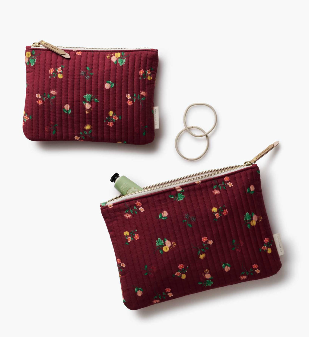 Cloverpaperco™ - Quilted Pouch Set - Ditsy Dahlia