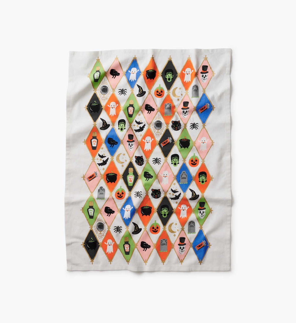 Cloverpaperco™ - Tea Towel - Halloween Argyle