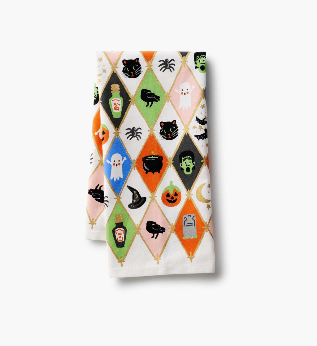Cloverpaperco™ - Tea Towel - Halloween Argyle