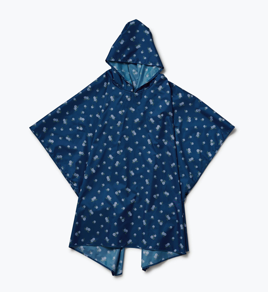 Cloverpaperco™ - Packable Rain Poncho - Ditsy Hydrangea