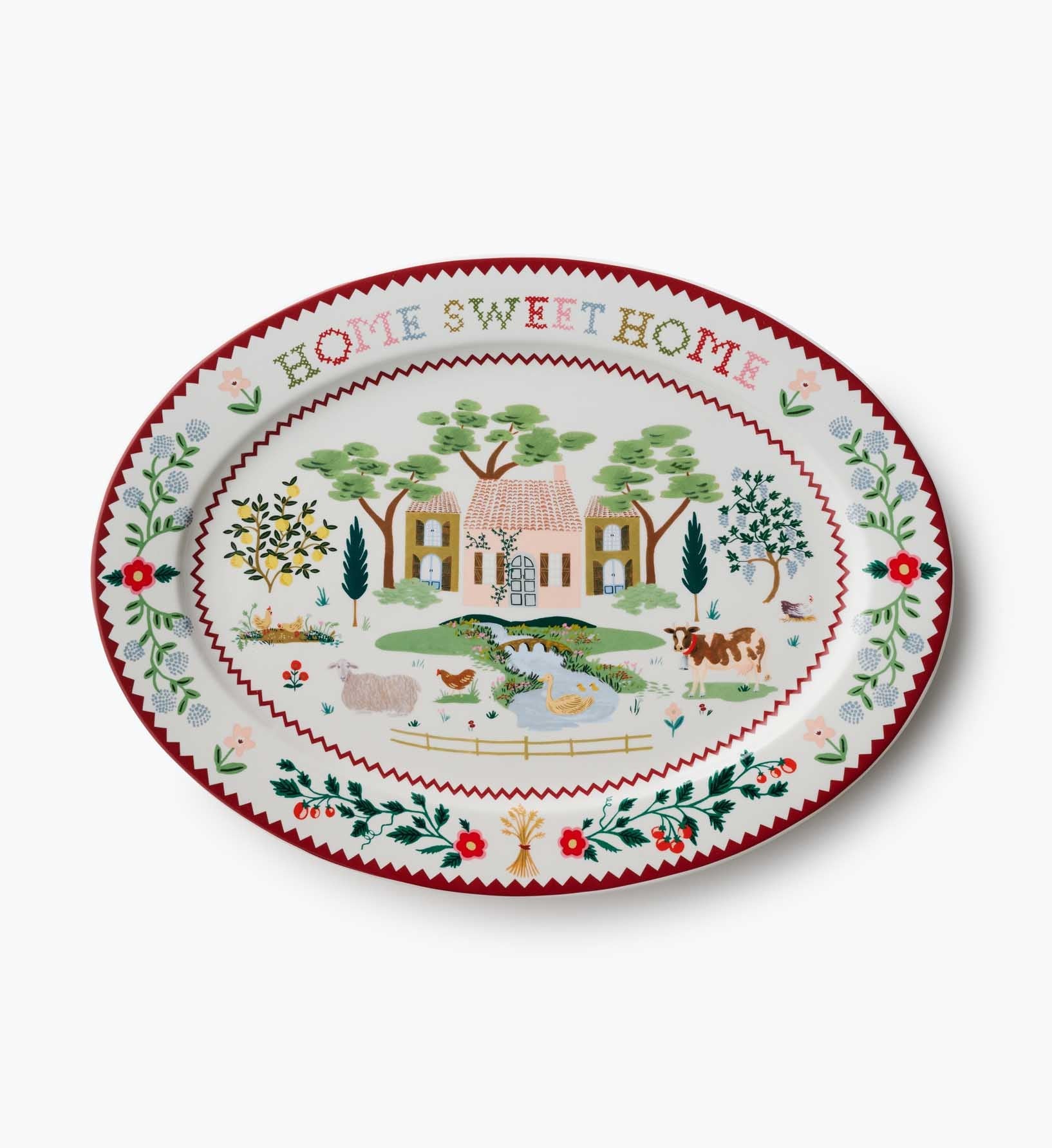 Cloverpaperco™ - Large Porcelain Serving Platter - Home Sweet Home
