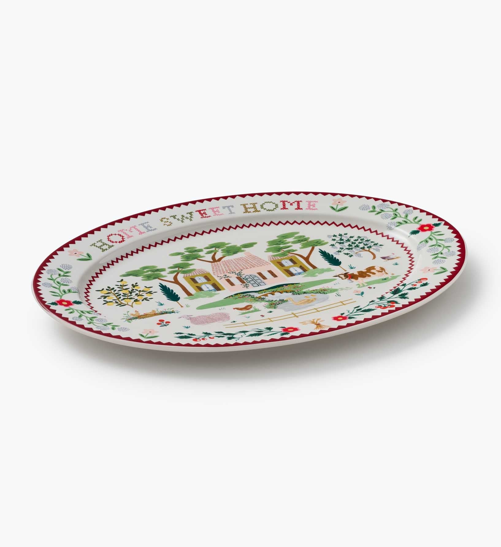 Cloverpaperco™ - Large Porcelain Serving Platter - Home Sweet Home