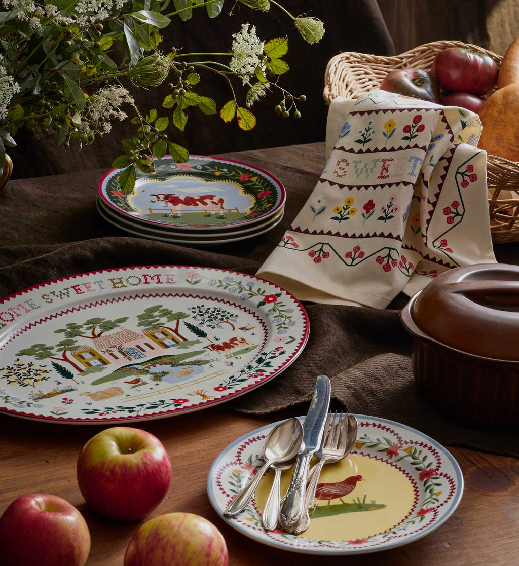 Cloverpaperco™ - Large Porcelain Serving Platter - Home Sweet Home