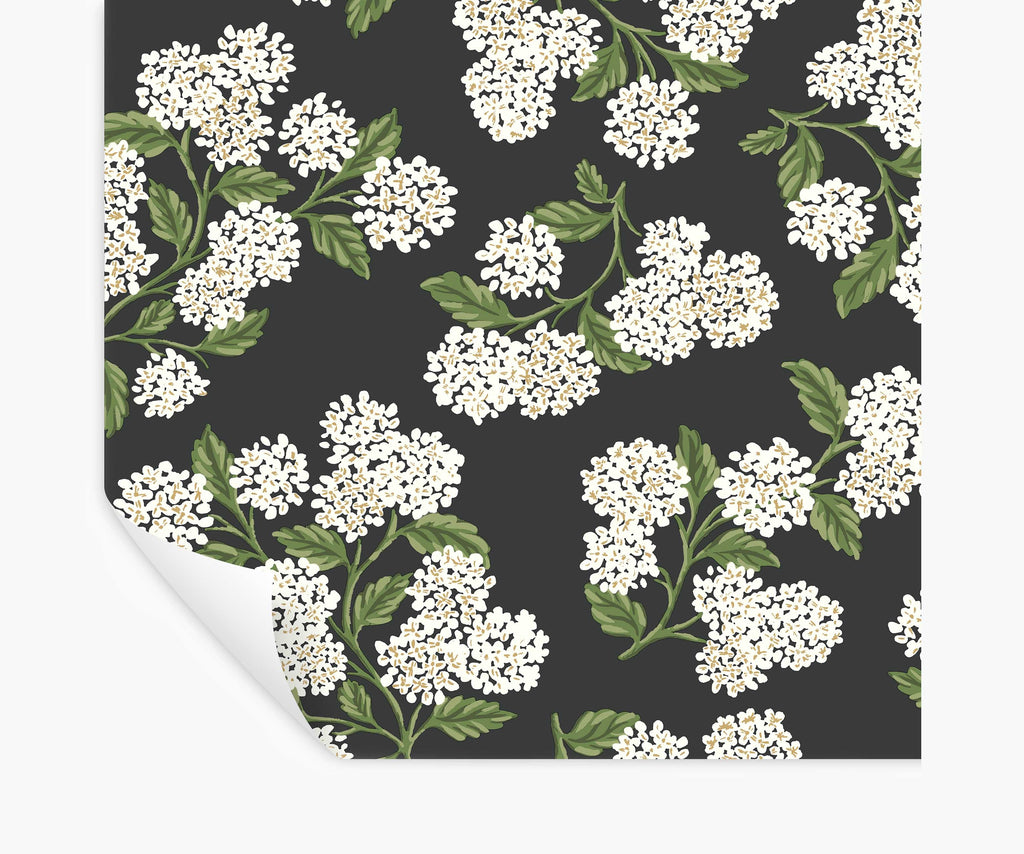 Cloverpaperco™ - Hydrangea Peel & Stick Wallpaper - Black & White