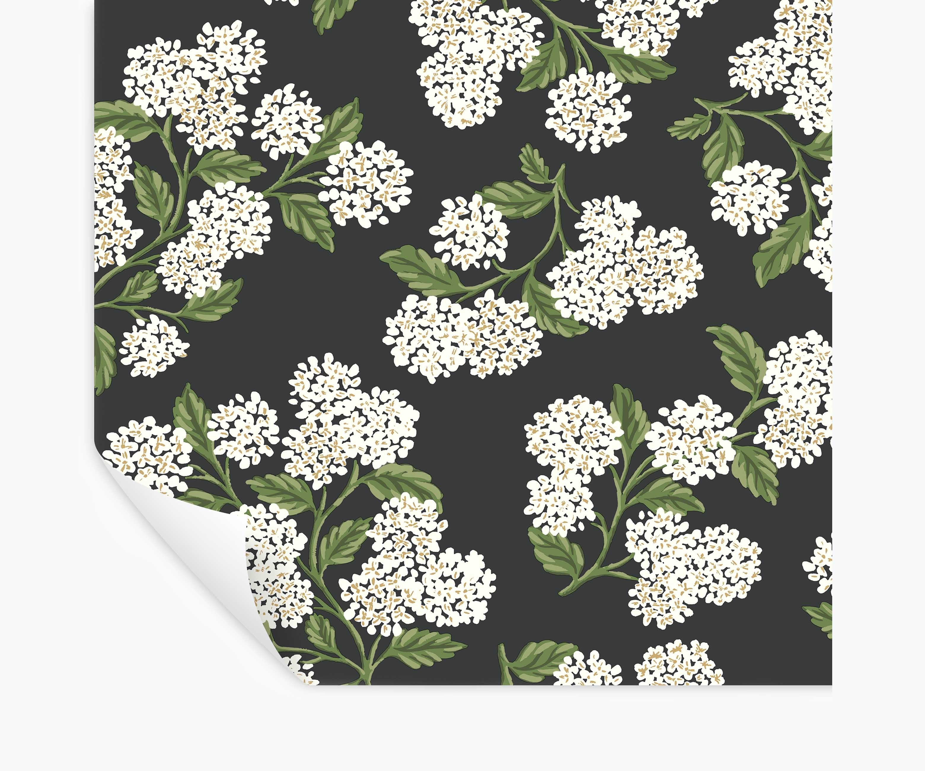 Cloverpaperco™ - Hydrangea Peel & Stick Wallpaper - Black & White