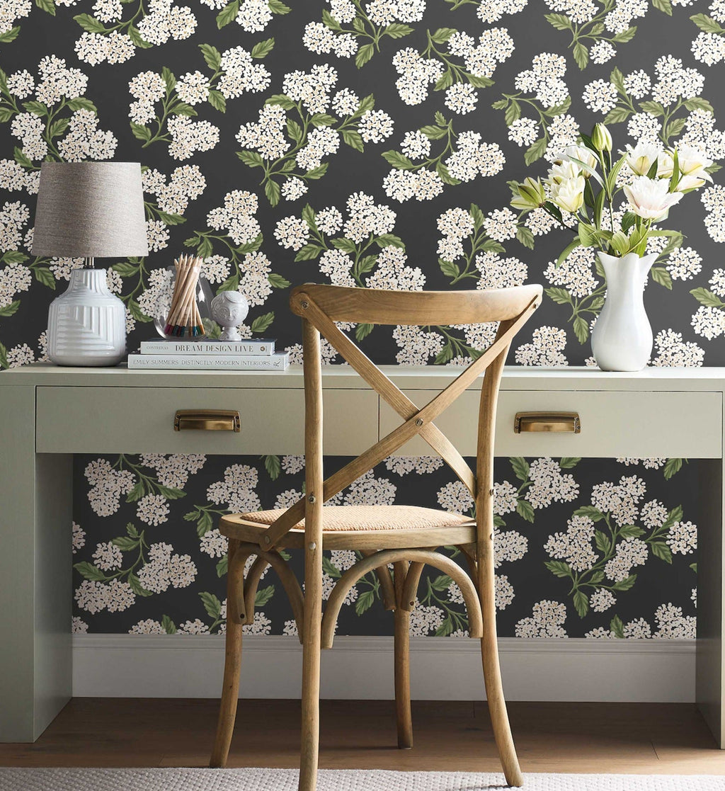 Cloverpaperco™ - Hydrangea Peel & Stick Wallpaper - Black & White