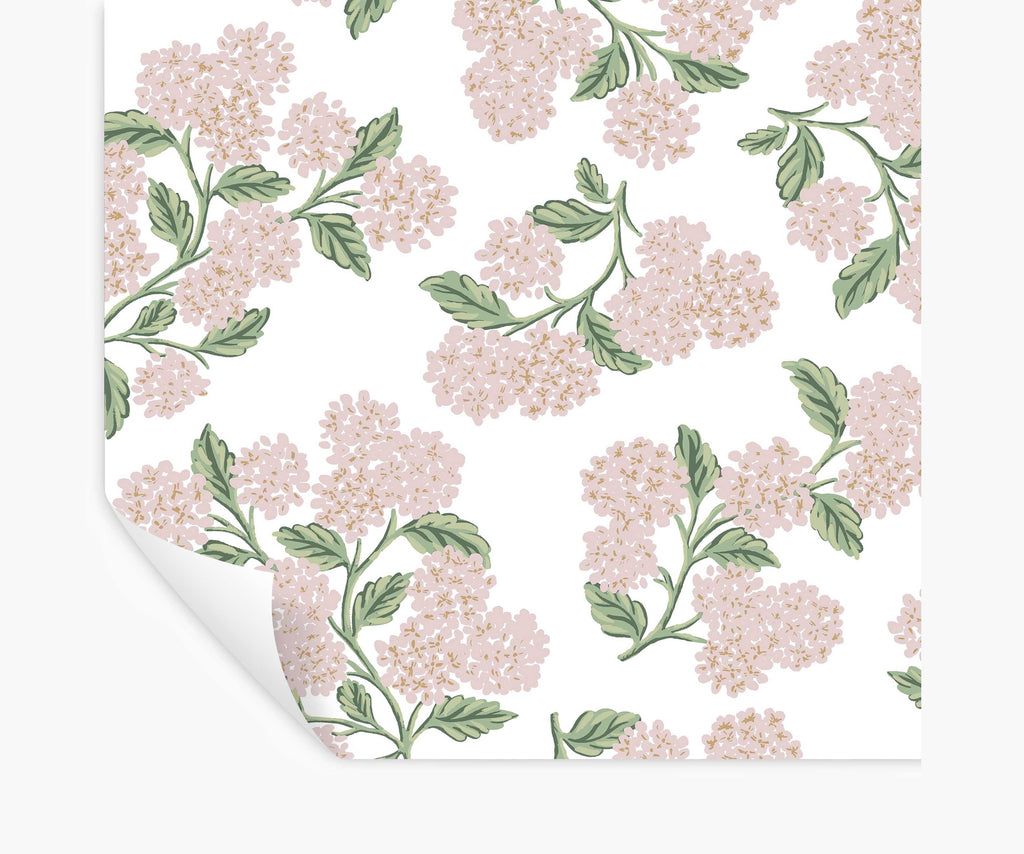 Cloverpaperco™ - Hydrangea Peel & Stick Wallpaper - Pink & White