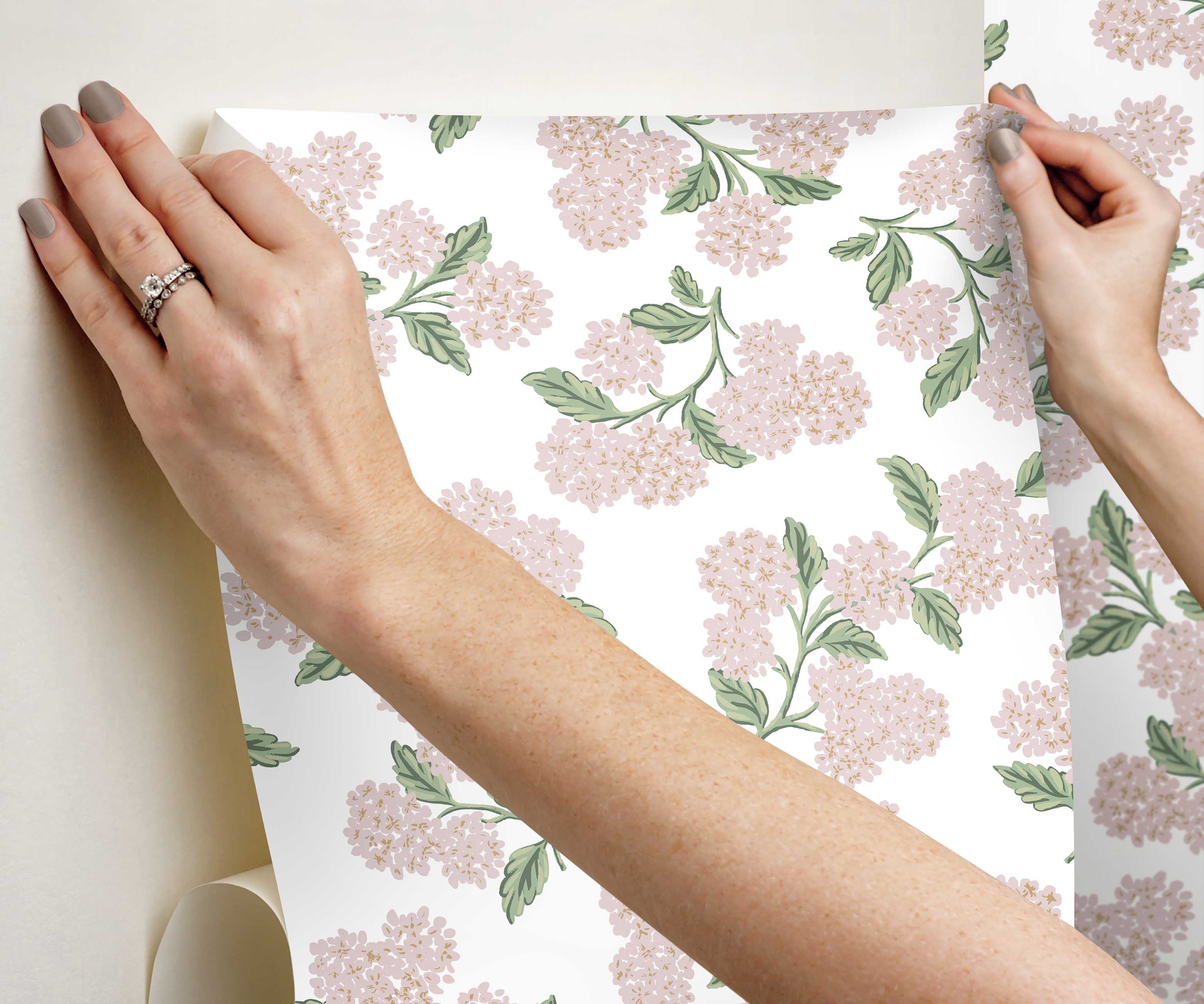 Cloverpaperco™ - Hydrangea Peel & Stick Wallpaper - Pink & White