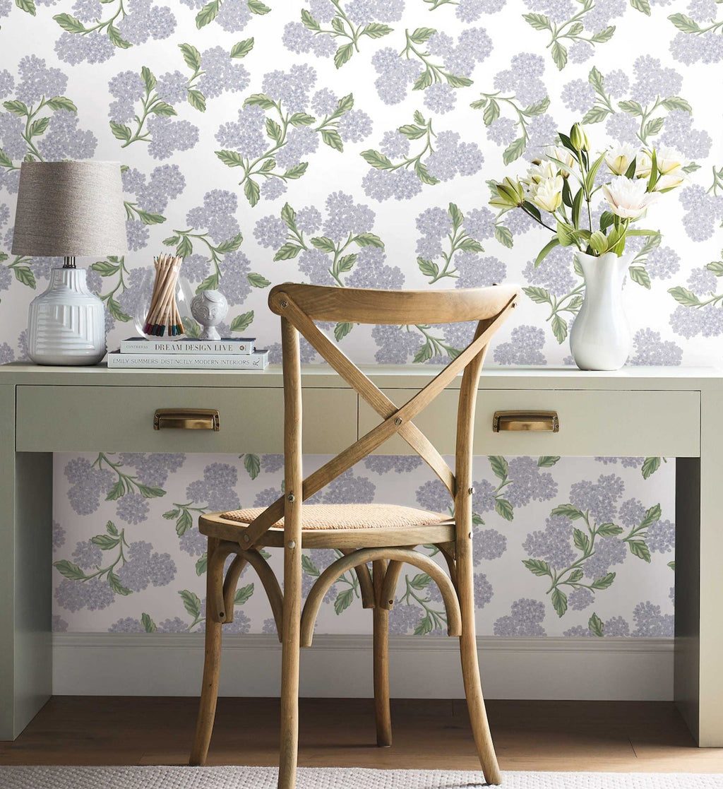 Cloverpaperco™ - Hydrangea Peel & Stick Wallpaper - Lilac & White