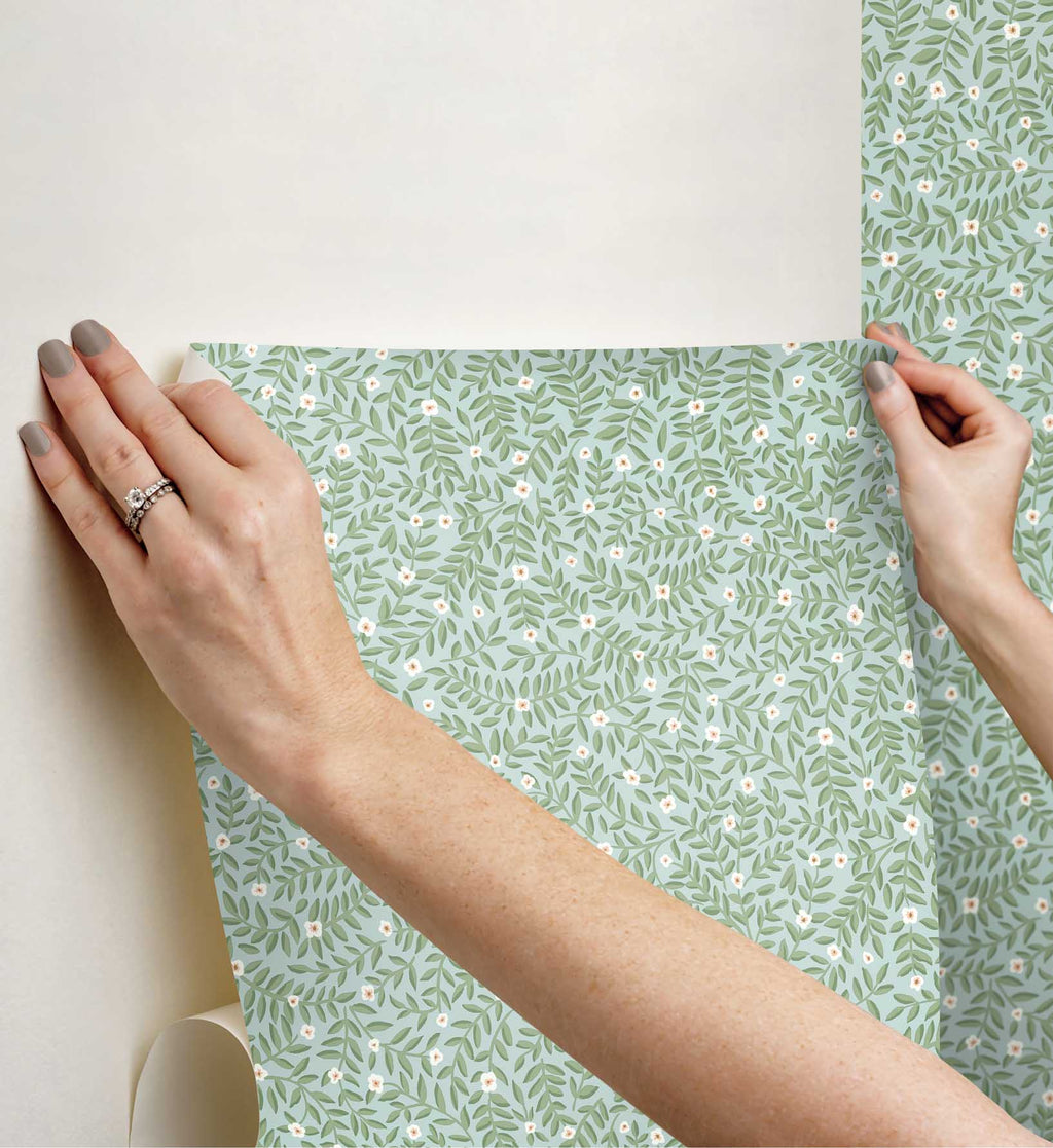 Cloverpaperco™ - Elodie Peel & Stick Wallpaper - Light Blue