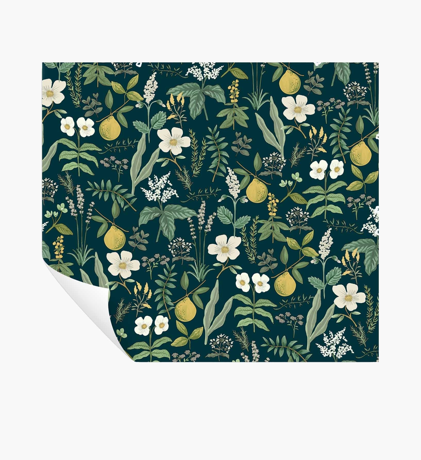 Cloverpaperco™ - Herb Garden Peel & Stick Wallpaper - Navy