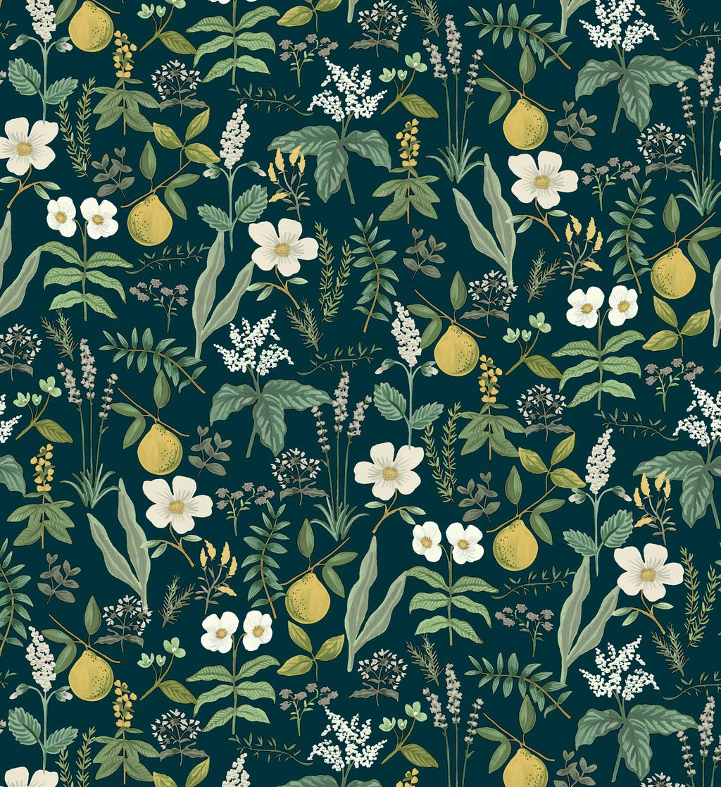 Cloverpaperco™ - Herb Garden Peel & Stick Wallpaper - Navy