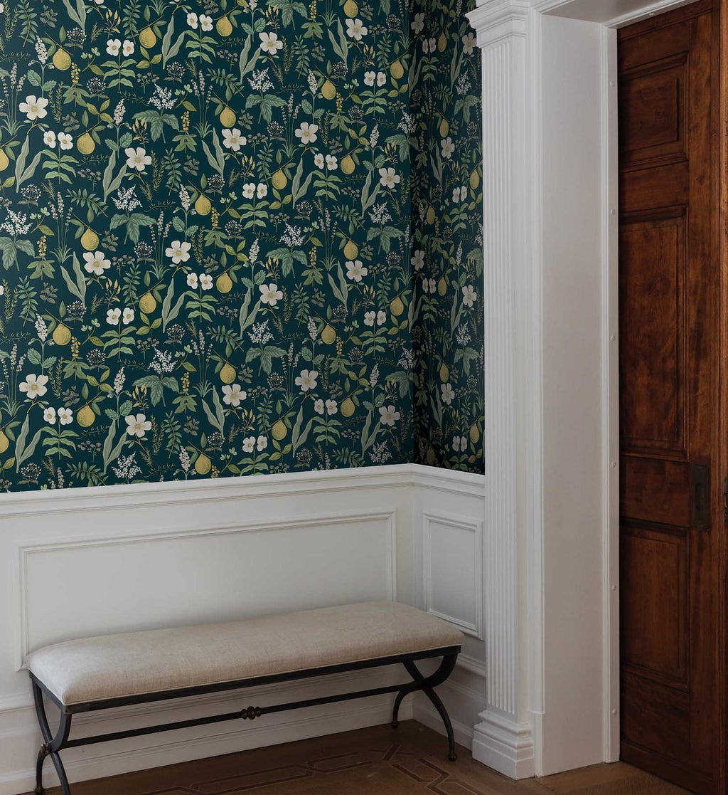 Cloverpaperco™ - Herb Garden Peel & Stick Wallpaper - Navy