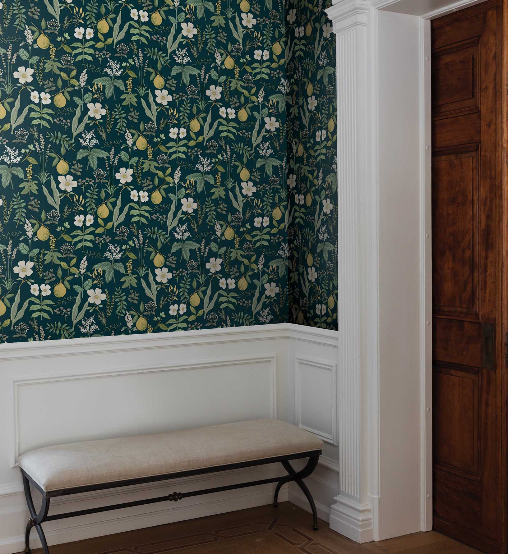 Cloverpaperco™ - Herb Garden Peel & Stick Wallpaper - Navy