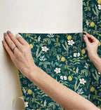 Cloverpaperco™ - Herb Garden Peel & Stick Wallpaper - Navy