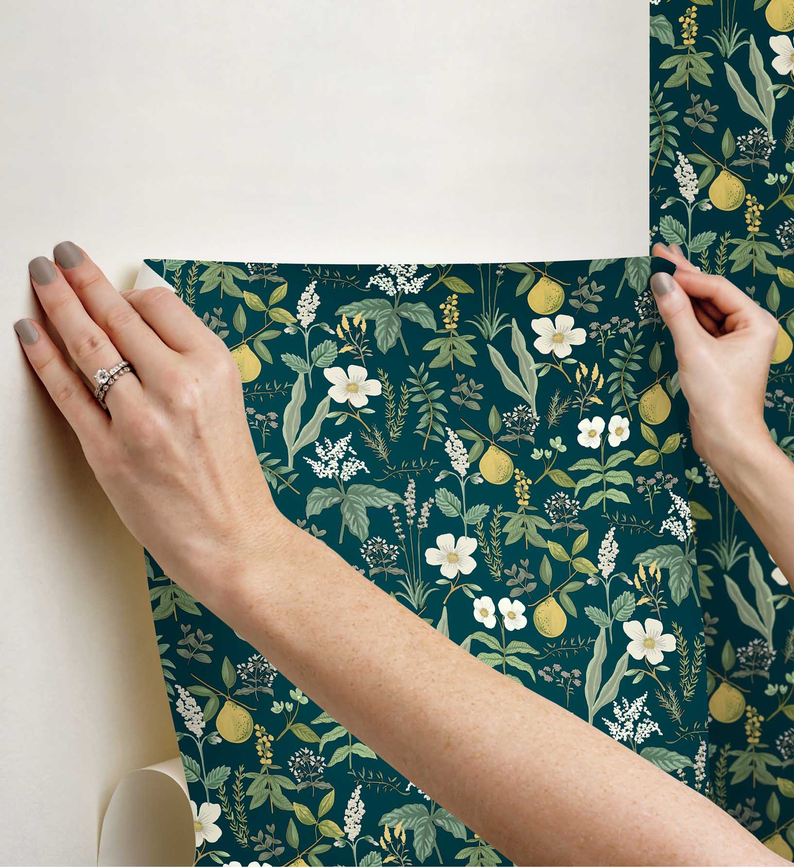 Cloverpaperco™ - Herb Garden Peel & Stick Wallpaper - Navy
