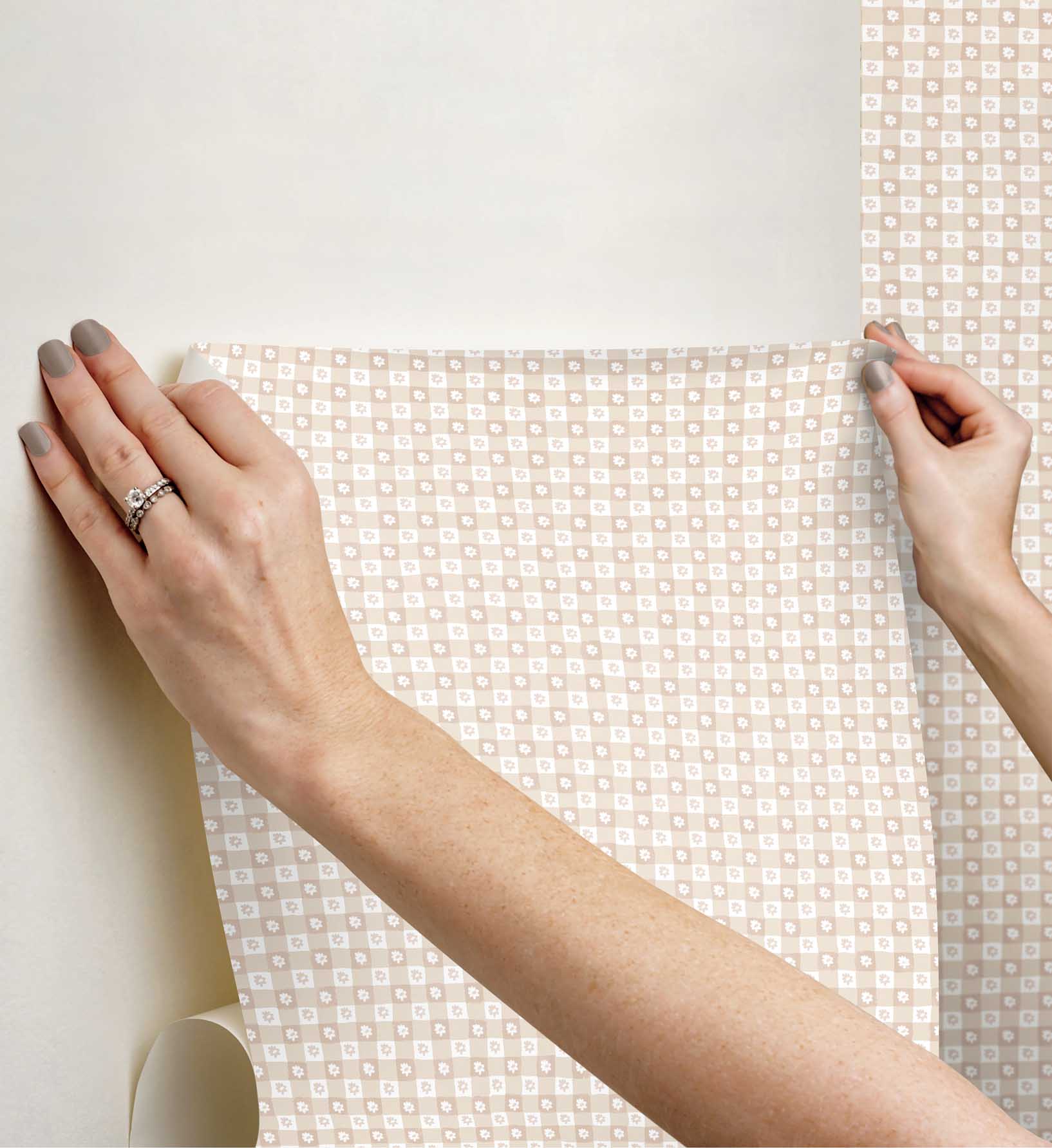 Cloverpaperco™ - Daisy Gingham Peel & Stick Wallpaper - Blush