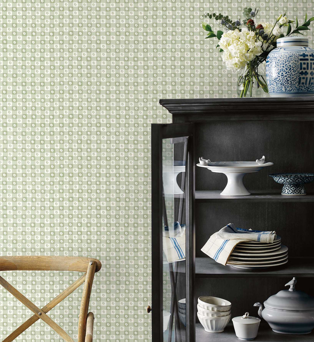 Cloverpaperco™ - Daisy Gingham Peel & Stick Wallpaper - Green