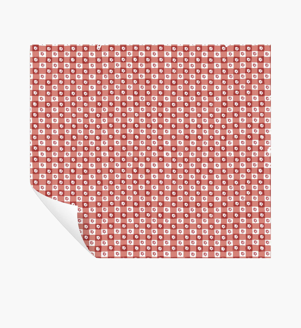 Cloverpaperco™ - Daisy Gingham Peel & Stick Wallpaper - Red