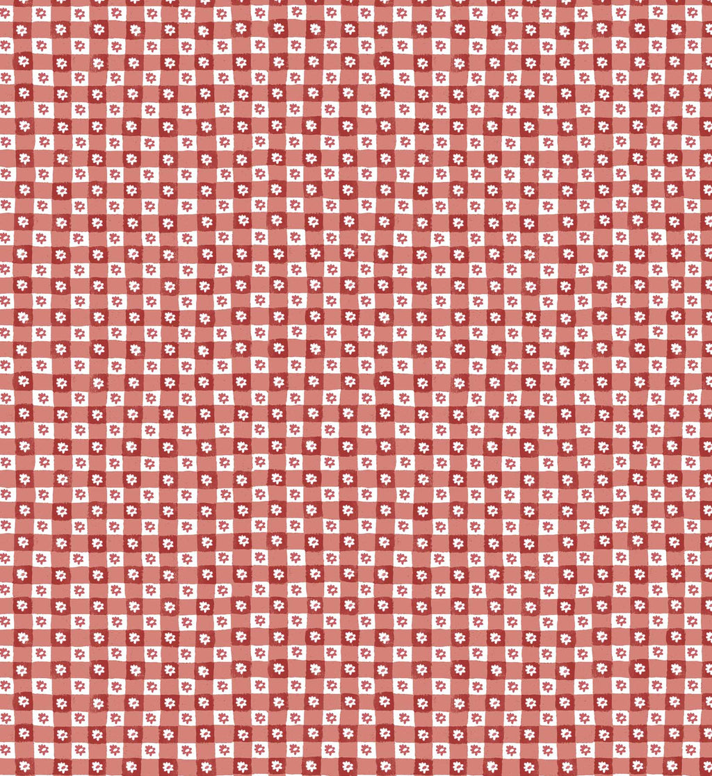 Cloverpaperco™ - Daisy Gingham Peel & Stick Wallpaper - Red