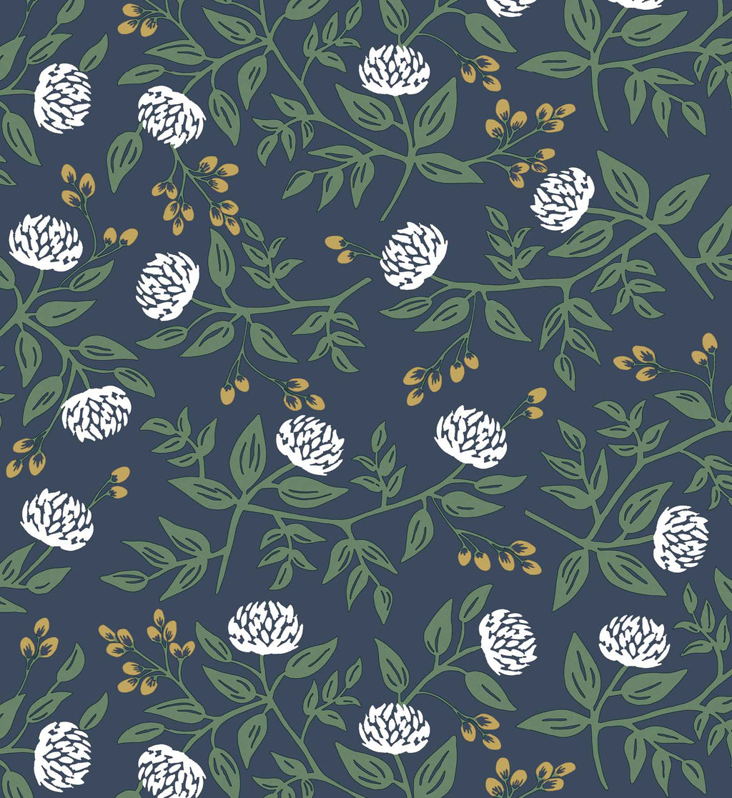 Cloverpaperco™ - Peonies Peel & Stick Wallpaper - Navy