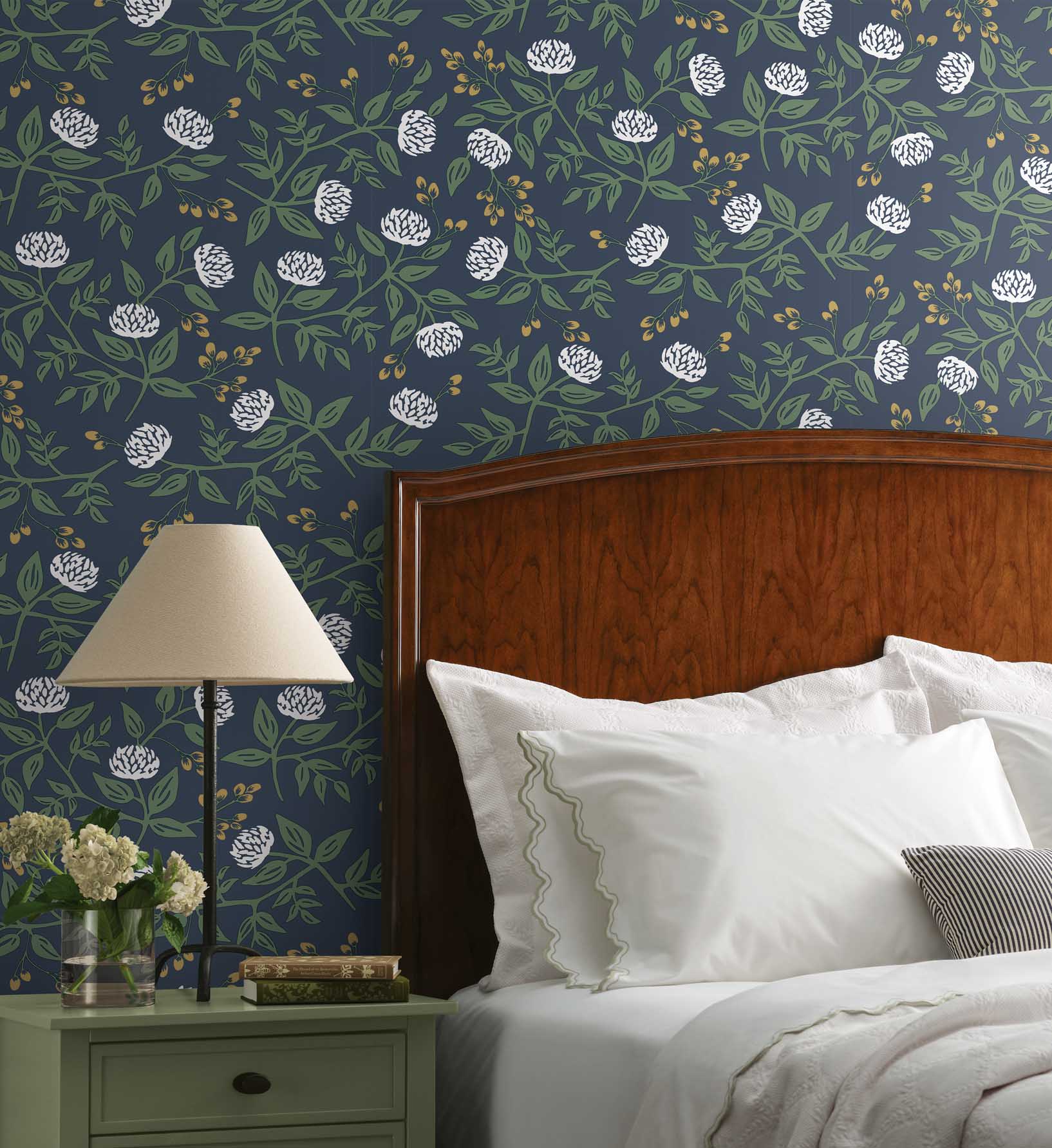 Cloverpaperco™ - Peonies Wallpaper - Navy