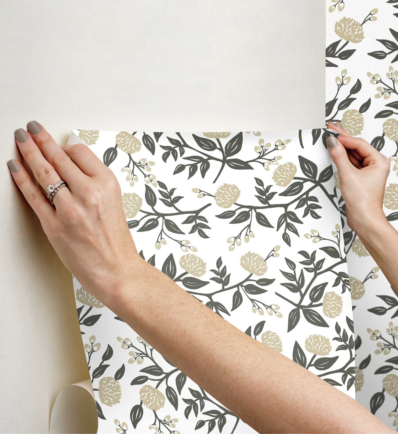 Cloverpaperco™ - Peonies Peel & Stick Wallpaper - White