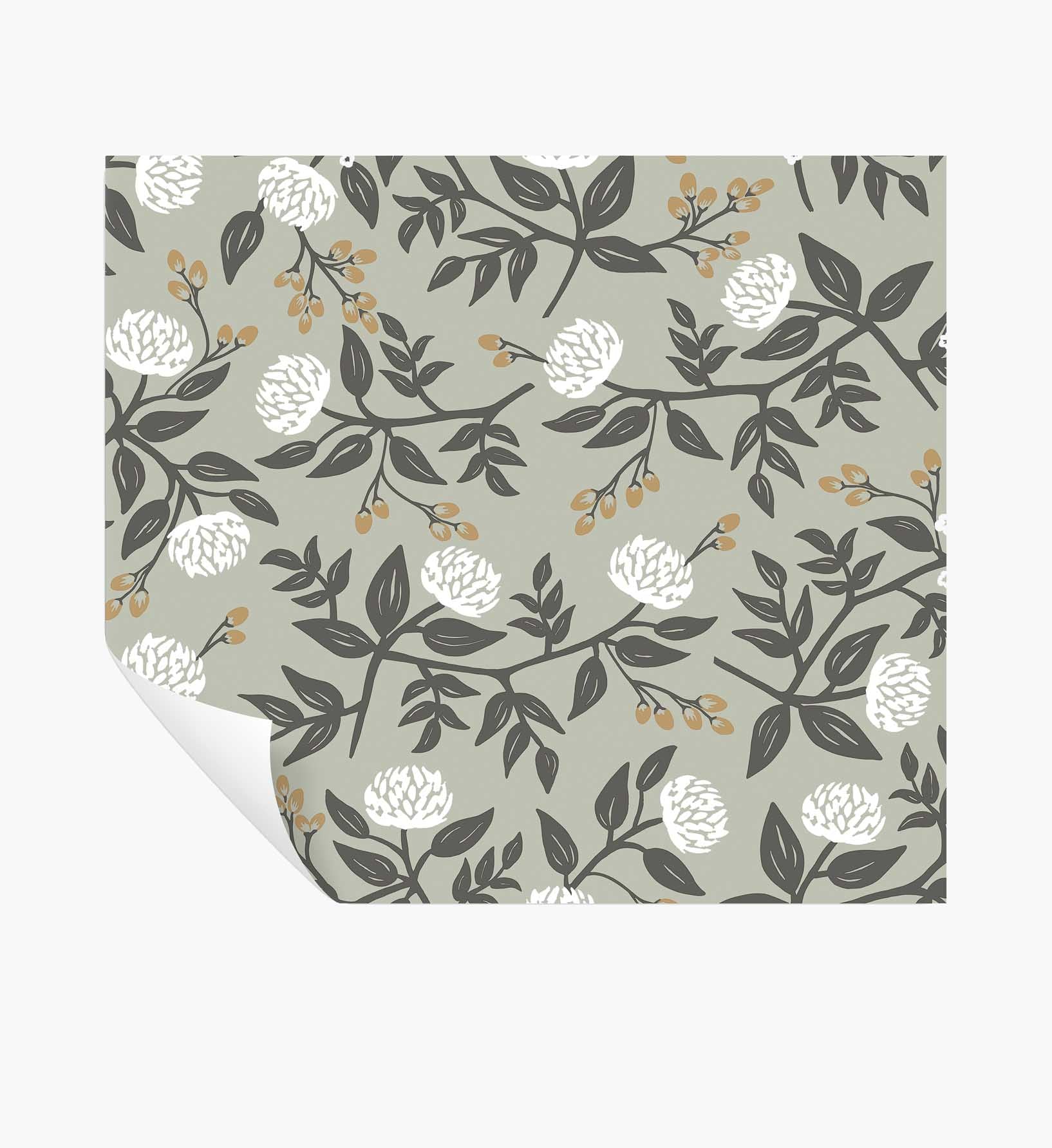 Cloverpaperco™ - Peonies Peel & Stick Wallpaper - Smoke