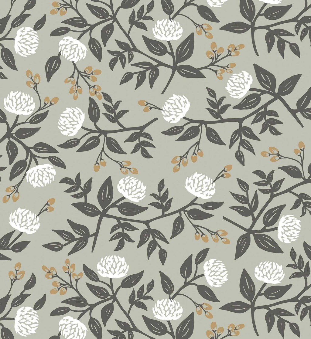 Cloverpaperco™ - Peonies Peel & Stick Wallpaper - Smoke