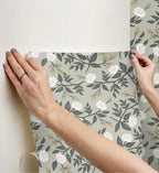 Cloverpaperco™ - Peonies Peel & Stick Wallpaper - Smoke