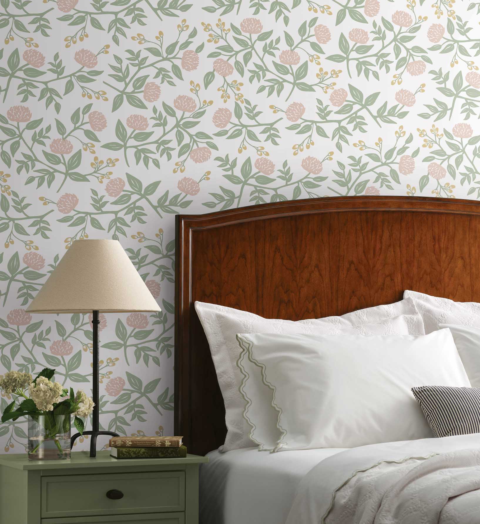 Cloverpaperco™ - Peonies Peel & Stick Wallpaper - Blush