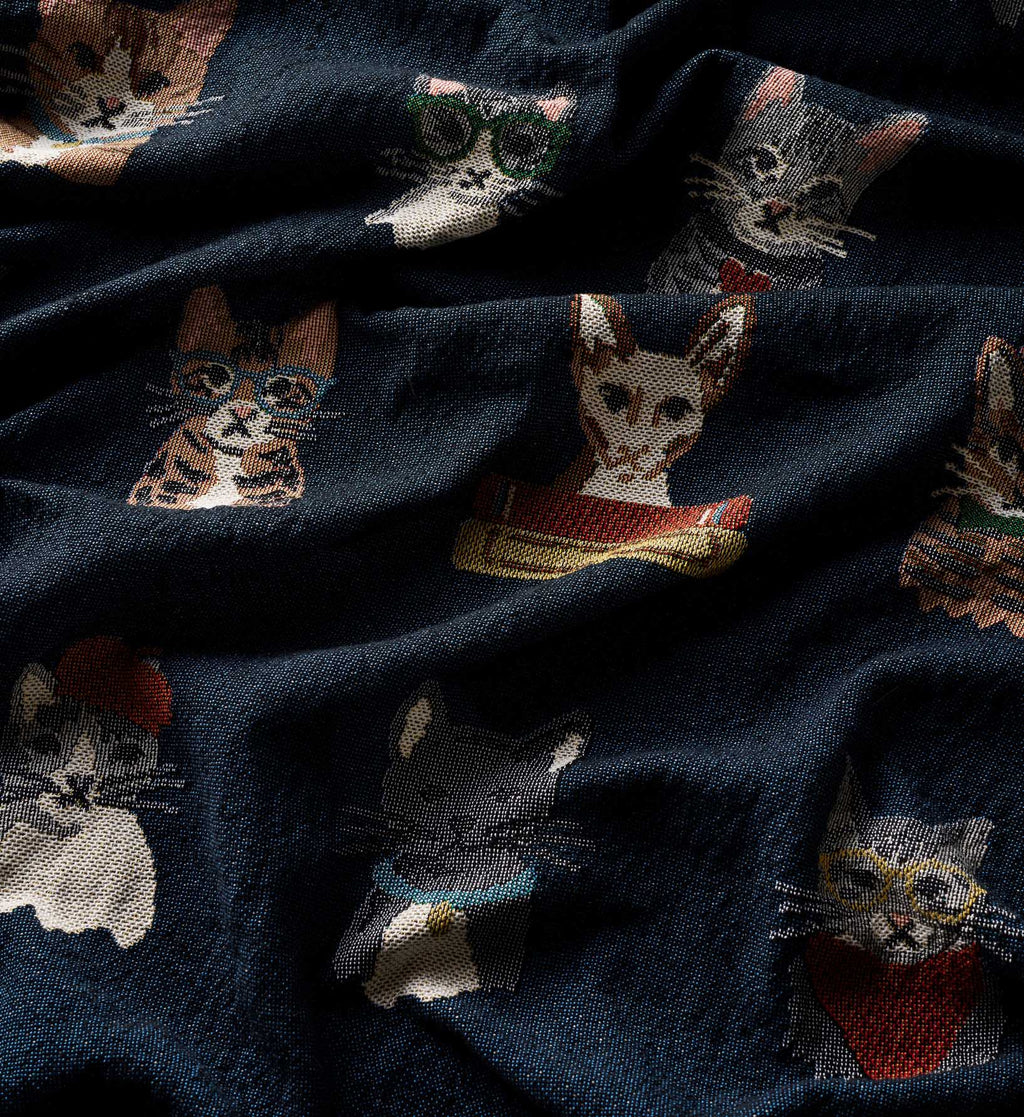 Cloverpaperco™ - Woven Blanket - Studious Cats