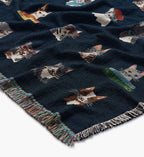 Cloverpaperco™ - Woven Blanket - Studious Cats